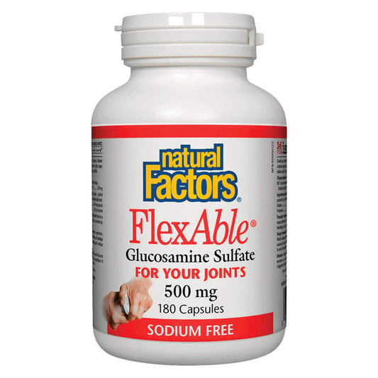 Bottle of Natural Factors - FlexAble™ GLS 500 mg 180 Capsules | Optimum Health Vitamins, Canada