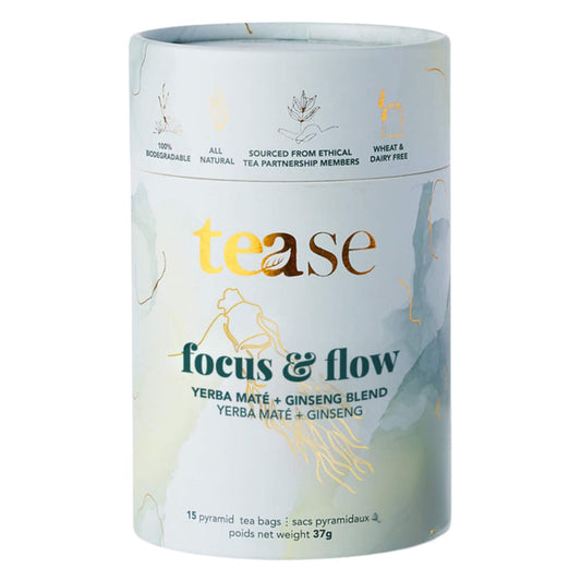 Container of Tease Tea Focus & Flow 15 Pyramid Tea Bags