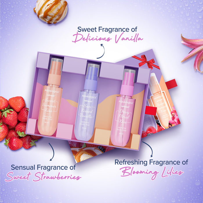 Body mist collection with fruity and floral scent options