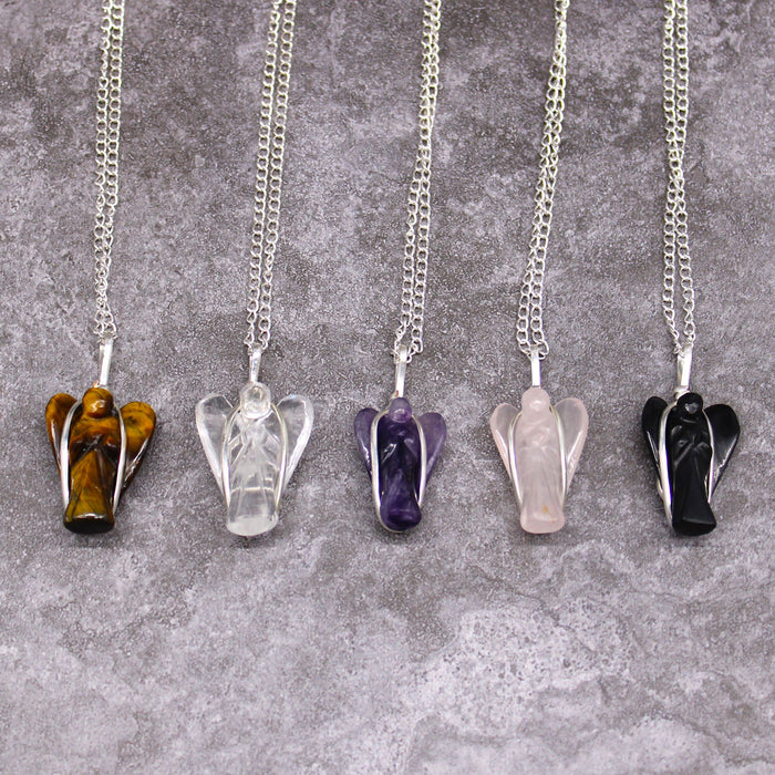 Gemstone Guardian Angel Pendant - Rock Quartz 🇬🇧