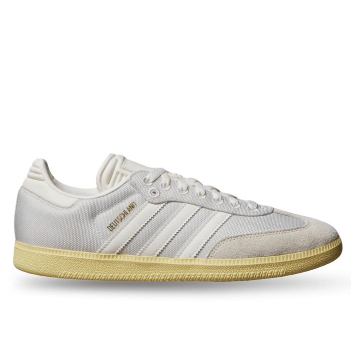 adidas Germany Samba 125th Anniversary Indoor Soccer Shoes (Cloud White/Off White/Almost Yellow) | SoccerWearhouse