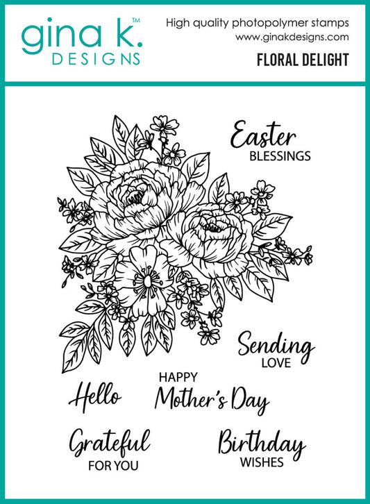 Gina K. Designs - Stamp & Die Set - Floral Delight. Set by Arjita Singh. At Embellish Away in Bowmanville Ontario Canada.