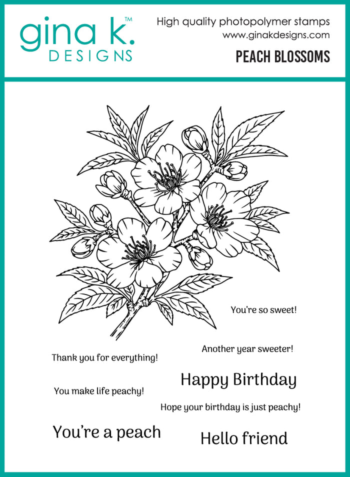 Gina K. Designs - Stamp & Die Set - Peach Blossoms. Set by Arjita Singh. At Embellish Away in Bowmanville Ontario Canada.