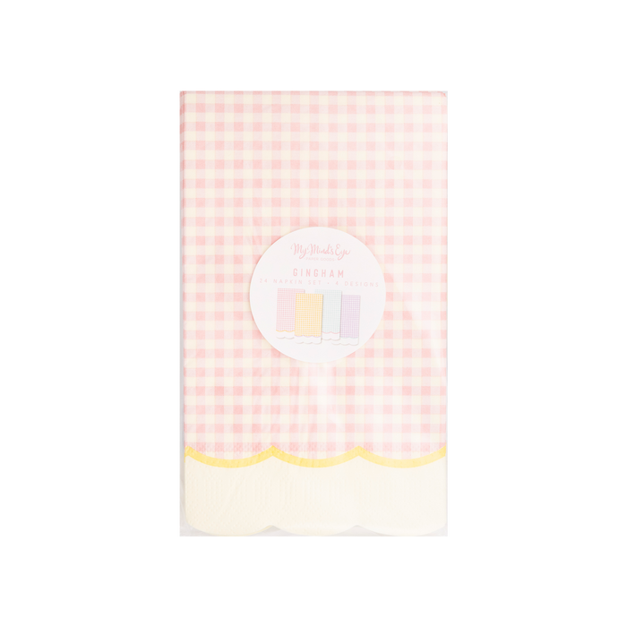 Gingham Scallop Fringe Paper Dinner Napkin Set
