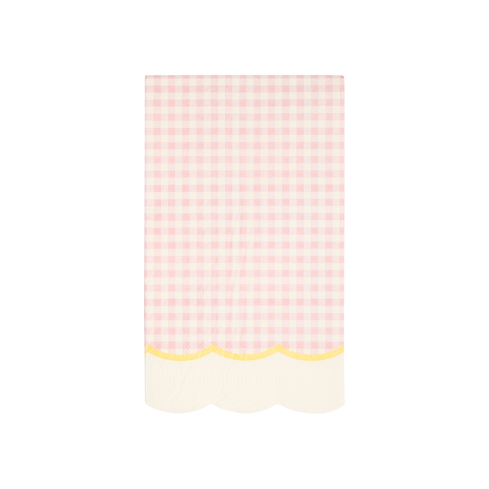 Gingham Scallop Fringe Paper Dinner Napkin Set