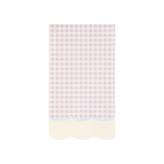 Gingham Scallop Fringe Paper Dinner Napkin Set
