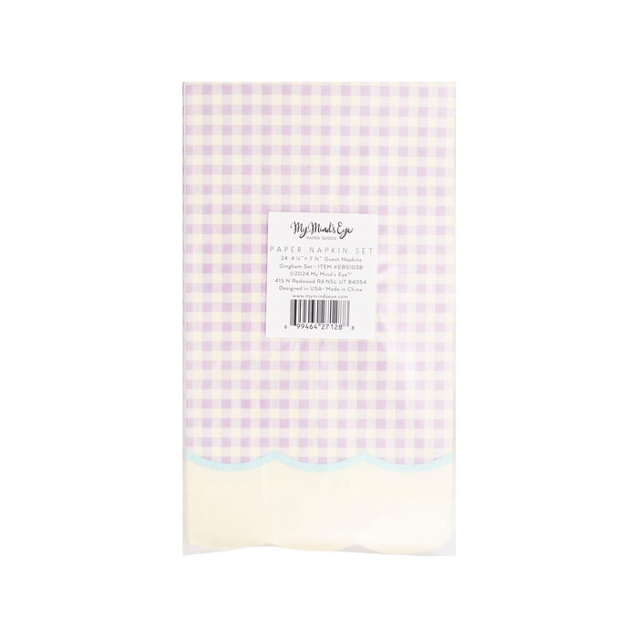 Gingham Scallop Fringe Paper Dinner Napkin Set