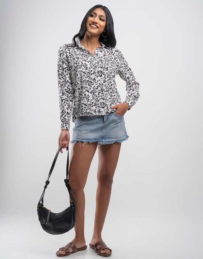 GIVO  PRINTED SHIRT TOP
