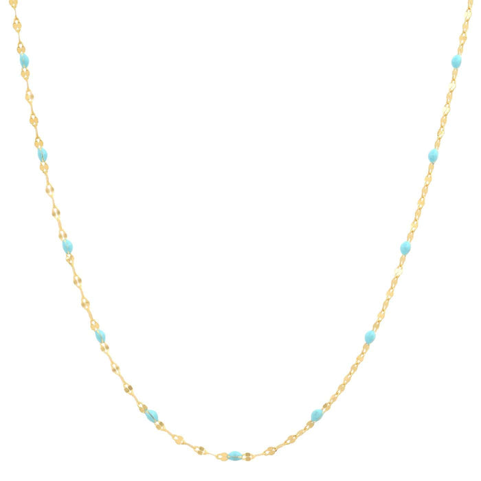 Gold vermeil chain necklace with light blue enamel stations