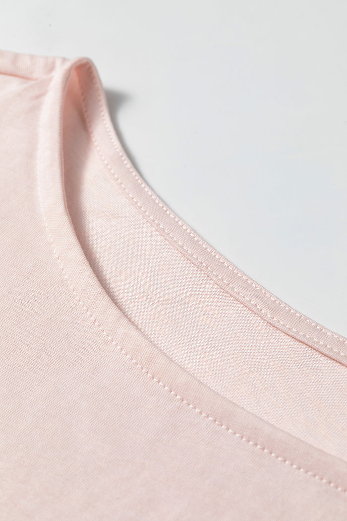 Gossamer Pink Ruffle Sleeve Long Sleeve Loose Pullover Top 🇬🇧