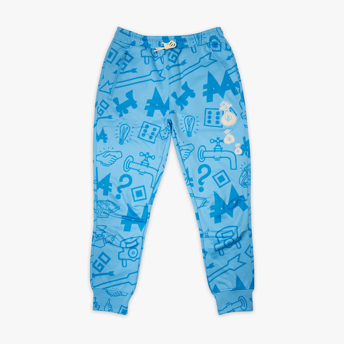 Blue youth joggers with “Grand Slam Collector Relaxed Fit” design — front view