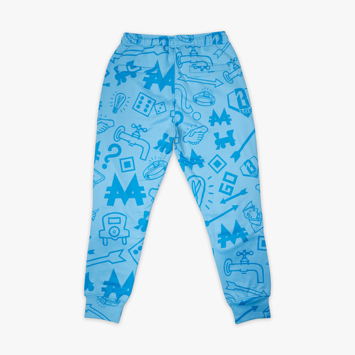 Blue youth joggers with “Grand Slam Collector Relaxed Fit” design — back view
