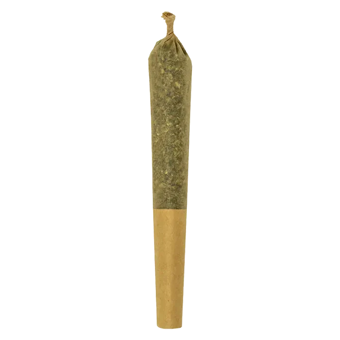 Straight-on view of a pre-rolled joint labeled Granddaddy Purple Skunk PR 7 x 0.5 g, shown upright on a white background.