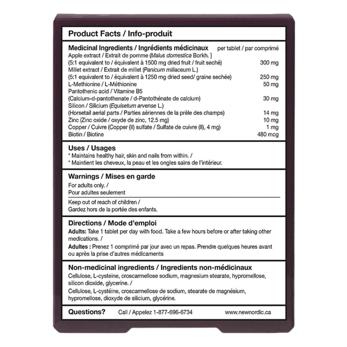 Package Back of New Nordic Hair Volume™ 30 Coated Tablets