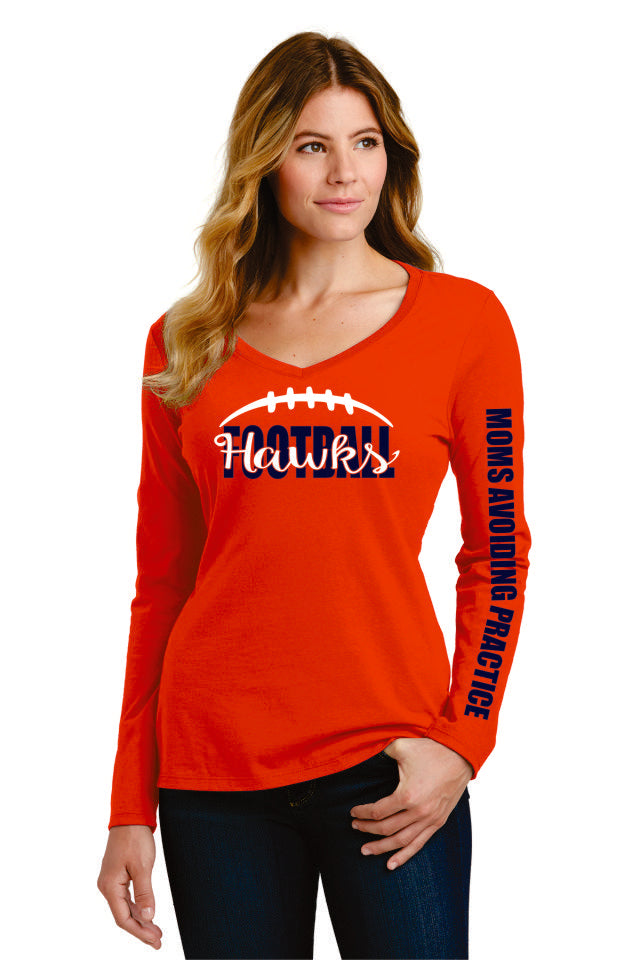 Hawks Football Long Sleeve Tee- Matte or Glitter