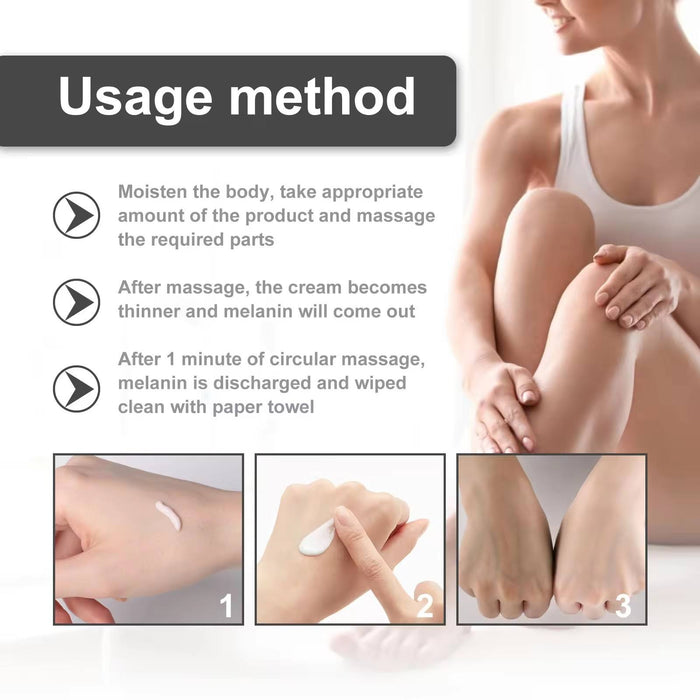 Woman with smooth skin applying and massaging cream on hand demonstrating usage method for skin care product