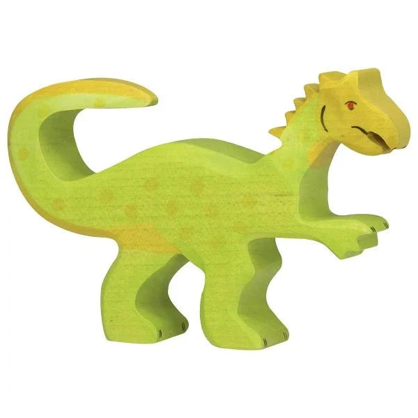 Green oviraptor dinosaur toy figure on a white background