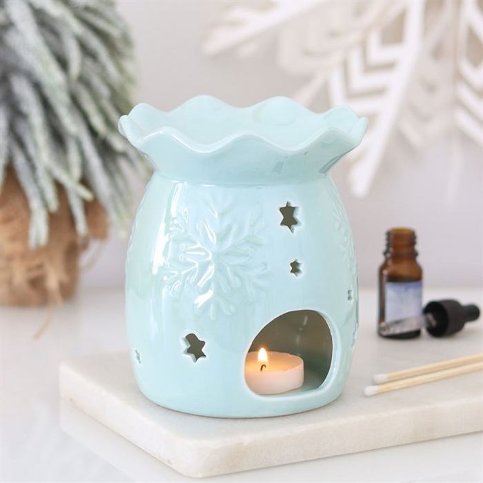 Iridescent Blue Snowflake Oil Burner and Wax Warmer 🇬🇧
