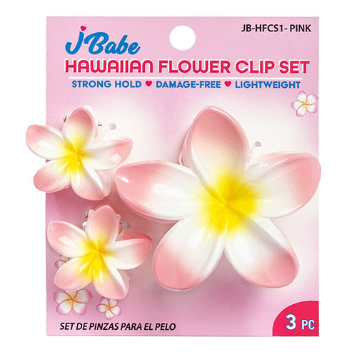 J Babe Hawaiian Flower Clip Set 3pcs