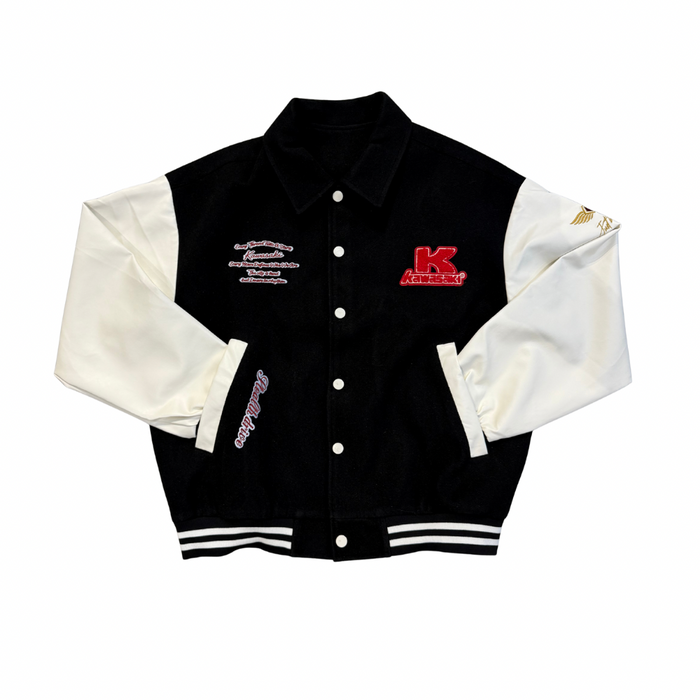 Kawasaki Full Throttle Varsity Jacket Black White