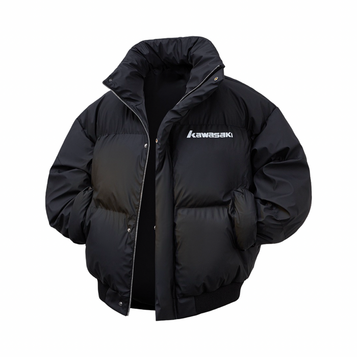 Kawasaki Logo Puffer Jacket Black White