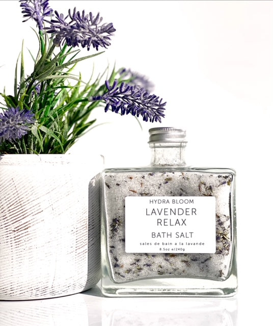 Lavender Relax Organic Bath Salts -  8.5oz | Hydra Bloom