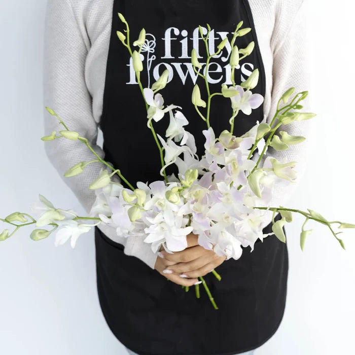 Lilac Mist Dendrobium Orchids Apron - Image