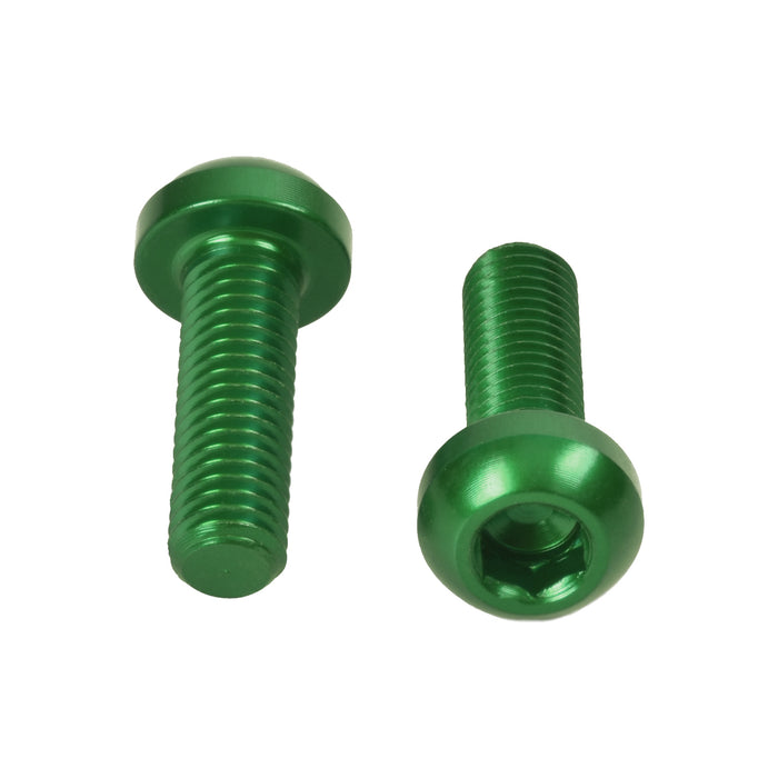 M5x0.8x16mm Water Bottle Cage Bolts - Green - 2 Pack