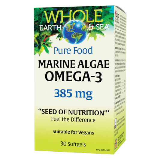 Bottle of Whole Earth & Sea Marine Algae Omega-3 30 Softgels