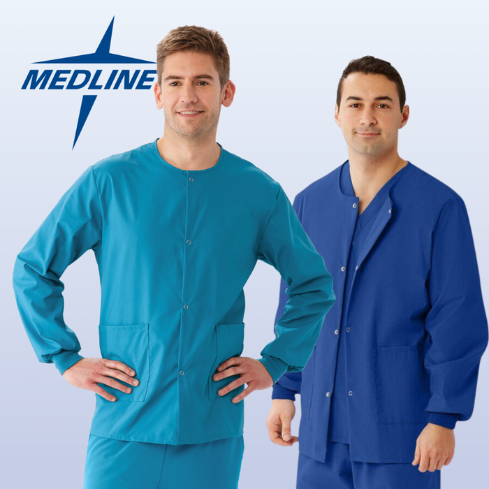 MEDLINE AngelStat Unisex Snap-Front Warm-Up Scrub Jacket - 849