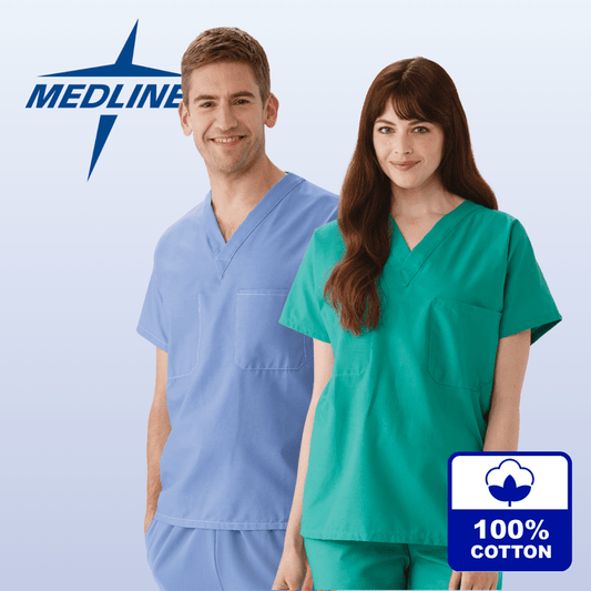 MEDLINE CottonCare Unisex 100% Cotton Reversible V-Neck Top - 6580 - Fine Scrubs