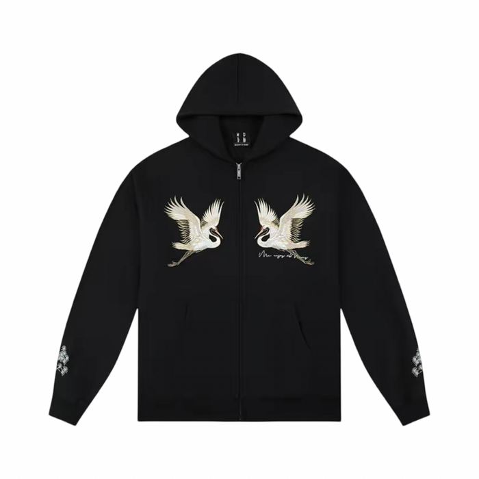 MEDM Crane Hoodie Black White