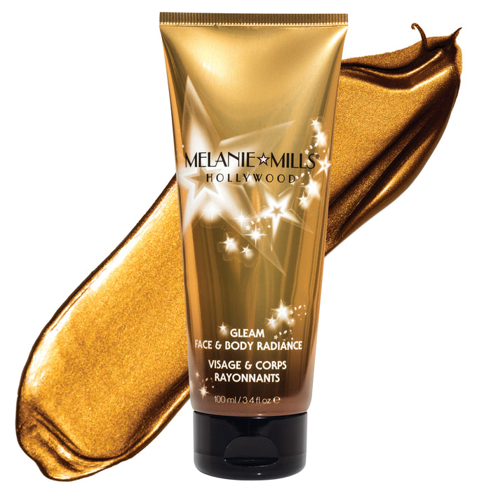 Melanie Mills Hollywood Gleam Body Radiance All In One Makeup, Moisturiser & Glow For Face & Body Bronze Gold