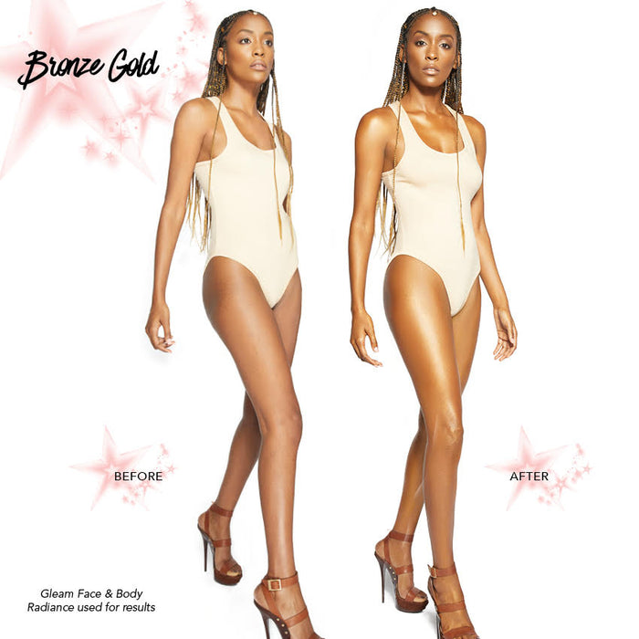 Melanie Mills Hollywood Gleam Body Radiance All In One Makeup, Moisturiser & Glow For Face & Body Bronze Gold