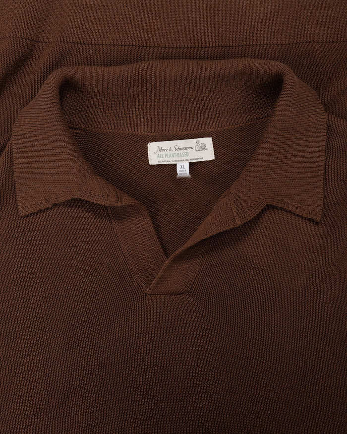 lost & found Merz B. Schwanen Merz B. Schwanen KNITPOLO02 Cotton Short Sleeve Polo Shirt Chocolate