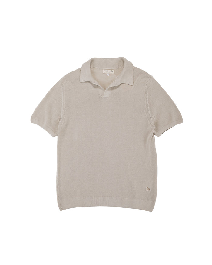 lost & found Merz B. Schwanen Merz B. Schwanen KNITPOLO02 Cotton Short Sleeve Polo Shirt Sand