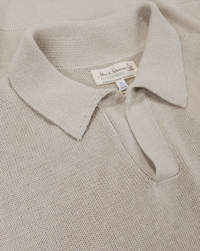 lost & found Merz B. Schwanen Merz B. Schwanen KNITPOLO02 Cotton Short Sleeve Polo Shirt Sand