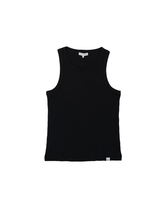 lost & found Merz B. Schwanen Merz B. Schwanen RIBTANK01 Iconic Ribbed Cotton Tank Top Deep Black
