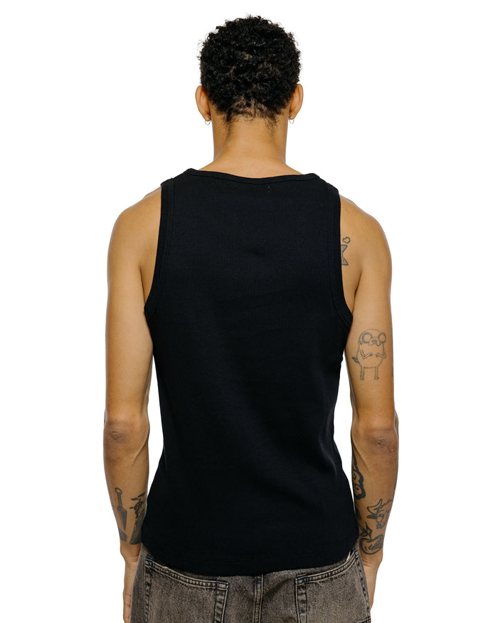 lost & found Merz B. Schwanen Merz B. Schwanen RIBTANK01 Iconic Ribbed Cotton Tank Top Deep Black