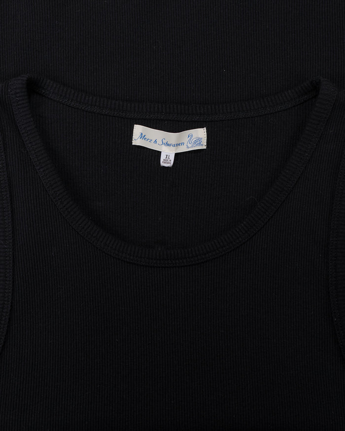 lost & found Merz B. Schwanen Merz B. Schwanen RIBTANK01 Iconic Ribbed Cotton Tank Top Deep Black