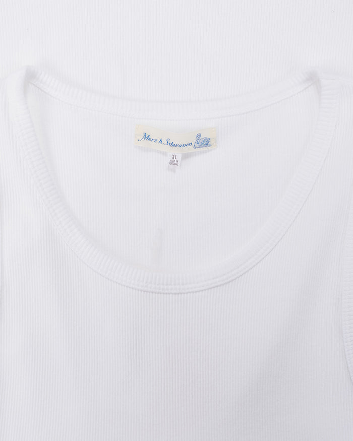 lost & found Merz B. Schwanen Merz B. Schwanen RIBTANK01 Iconic Ribbed Cotton Tank Top White