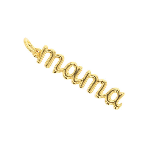 Gold cursive 'mama' charm with small bail loop