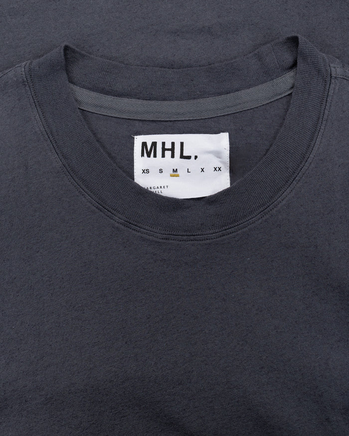 lost & found Margaret Howell MHL Simple T-Shirt Organic Cotton Linen Jersey Slate Blue