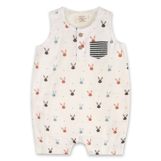 Mini Bunnies Baby Short Button Romper (Organic Muslin)