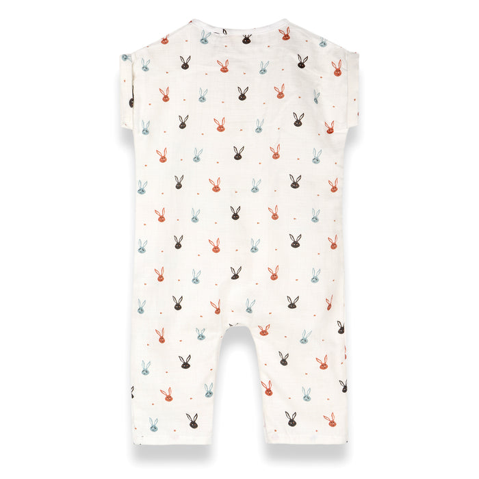 Mini Bunnies Rolled Short Sleeve Baby Jumpsuit (Organic Muslin)