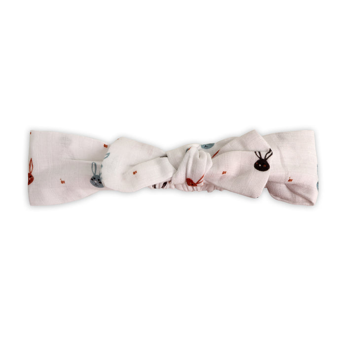 Mini Bunnies Strap & Ruffle Short Baby Romper + Headband (Organic Muslin)