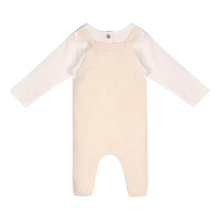 Mini Flowers Embroidered Cable Knit Baby Overall & Bodysuit Set (Organic Cotton)