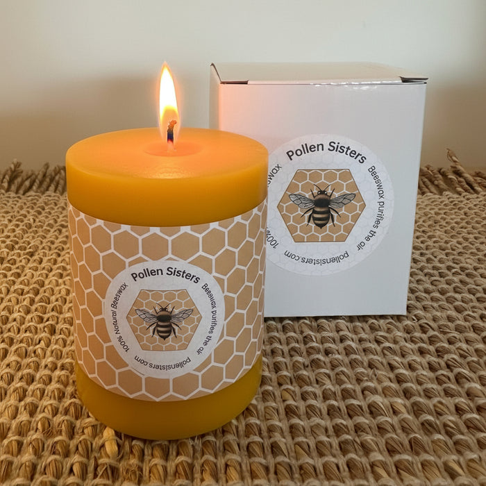 Mini Hum - Small Pillar Candle – 100% Pure Beeswax