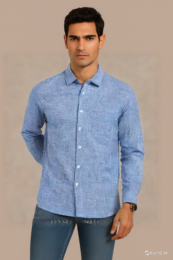 Mini Mild Blue N' White Check Shirt
