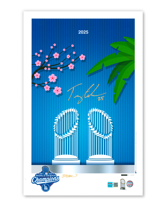Minimalist 2025 World Series Champions - Tommy Edman Autographed Poster Print - Authenticated